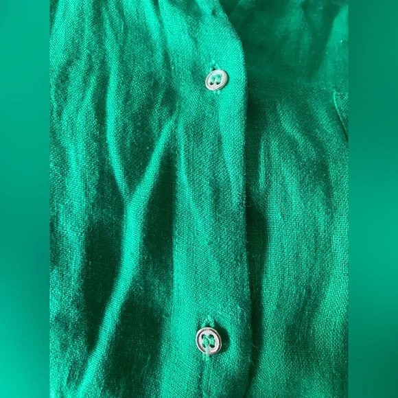 Zara Long Sleeve Button Down Green Blouse Woman’s Size Large - Picture 11 of 11